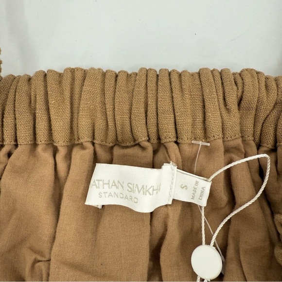 Jonathan Simkhai Clay Washed Linen Ruched Crop Top in Topaz Size S - Picture 5 of 10